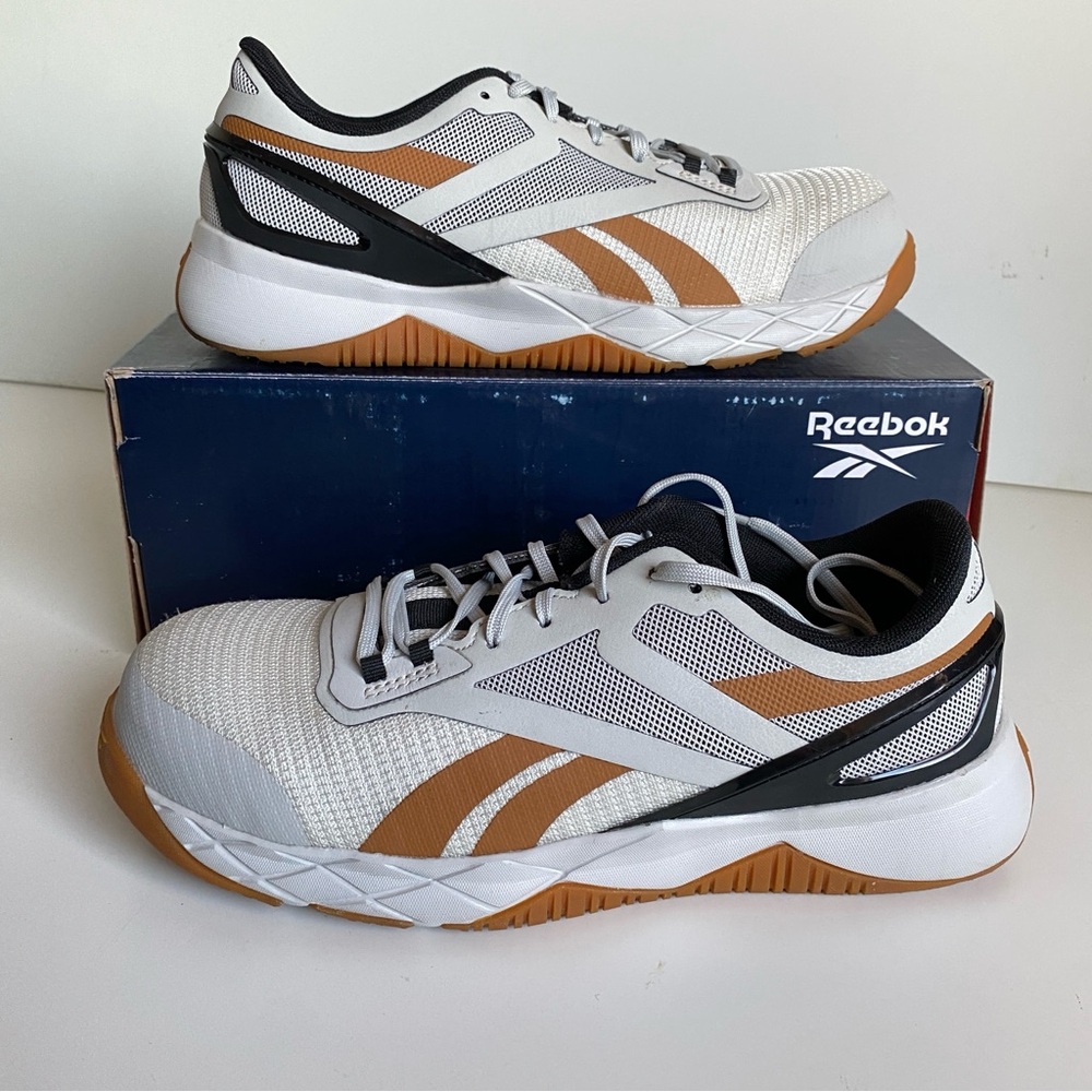 Reebok Nanoflex TR Work Men's White and Black Mesh Sneakers Composite Toe